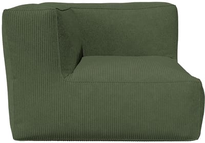 Vente-unique Hoekfauteuil van groen ribfluweel NOUMARA