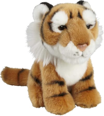 Ravensden pluche knuffel Tijger - bruin/gestreept - 18 cm - Speelgoed Tijgers knuffelbeesten