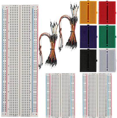 Mini Breadboard Kit met 170, 400 en 830 Tie Points - Solderloze Prototype PCB Board voor Arduino met 130 Stuks Jumper Wires en Thru Bridges