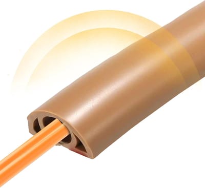 Snoerbeschermer Vloer - Kabelgoot PVC - Kabelbeheer Thuis - Zelfklevend Vlamvertragend - 10 Meter - Licht Koffie