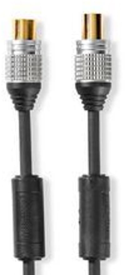 Nedis Coaxkabel | IEC (Coax) Male | IEC (Coax) Female | Verguld | 75 Ohm | Dubbel Afgeschermd | 1.50 m | Rond | PVC | Antraciet | Clamshell