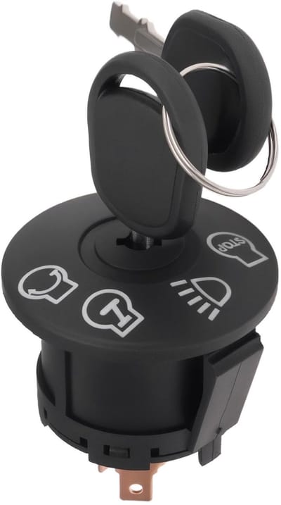 Dailygoods - Contactschakelaar Grasmaaier - 4 Posities - Inclusief Sleutels - Zwart - Vervangend Onderdeel - Compatibel met Diverse Modellen - 7 Termi...
