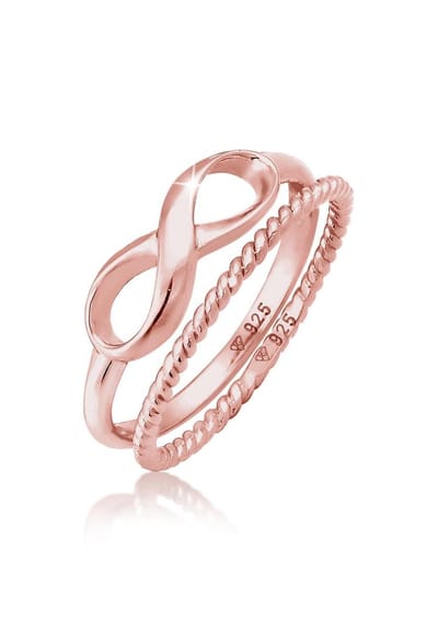 Elli - Ring - Dames Stacking Ring Duo Infinity Gedraaid Basic Trend Blogger in 925 Sterling Zilver - Dames