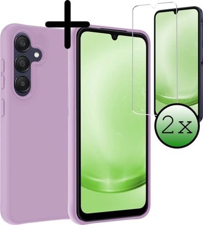 Hoesje Met 2x Screenprotector - Geschikt voor Samsung Galaxy A25 - Sterk & Shockproof - Back Cover - Siliconen Case - Telefoon Hoes - Lila