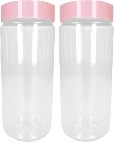 PlasticForte Voorraadpot/bewaarpot - 2x - 1.25L - kunststof - oud roze - B10 x H20 cm