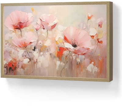 Wandlamp 60x40 cm - Oplaadbaar - Bloemen - Watercolor - Roze - Abstract - Kunst - Wandlampen binnen woonkamer - Slaapkamer lamp - Decoratieve nachtlamp - Vloerlamp draadloos
