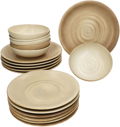 18-delig bordenstel CLAY Beige van aardewerk voor 6 personen - 24321688, 24321662, 24321670
