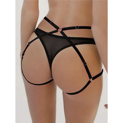 Porte-jarretelles pour femme Bas cuissardes Ceinture élastique réglable pour jambe Bretelles Clubwear Lingerie Ceinture porte-bas pour dame brown