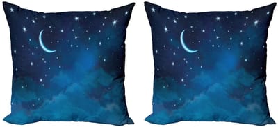 ABAKUHAUS Sterrenkussenhoes Set – 2x40x40 cm – nachtblauw/lichtblauw