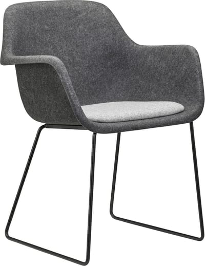 Felt - PET Stoel Antraciet - Zwart Frame - 100% recycle plastic en staal - Zitting Grijs (Fair Furniture Group – Nederlands Familiebedrijf)