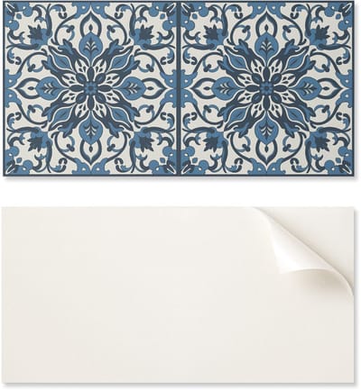Zelfklevend vinyl woondecoratie-element 100x50 cm met bloemenpatroon en bladeren.