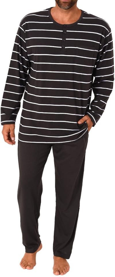 Herenpyjama met lange mouwen in casual streepjeslook - 212 101 90 740