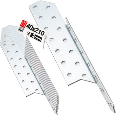 LUN FIX - Sparrenpfettenanker - Verzinkt - 40x210mm - 10 stuks - Schwerlast-Winkelverbinder - Balkenverbinder Rechts
