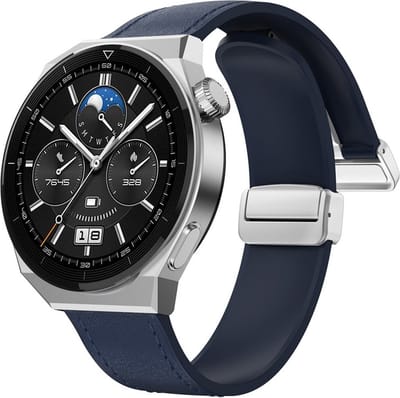 Hybride siliconen-leren bandje - geschikt voor Garmin Venu 2 / Venu 3 / Vivoactive 4 / Forerunner 255 / 265 - donkerblauw