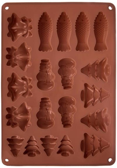 Koekjesvorm en Pralinevorm Silicone Bruin 34x24,5x1 cm - Bakvorm - Chocoladevorm - Chocolade Vorm - Bakvorm - Fondant - Ijsklontjes - Praline - Snoep