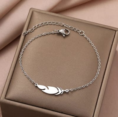 TVR-Wares® | Armband Veertje | Zilver | Klemsluiting | 17cm+5cm Verstelbare maat
