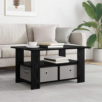 vidaXL - Salontafel - Zwart - Eiken - 77 - x - 55 - x - 42 - cm - Bewerkt - hout