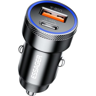 Essager Plug and Charge 54W Autolader USB en USB-C Zwart