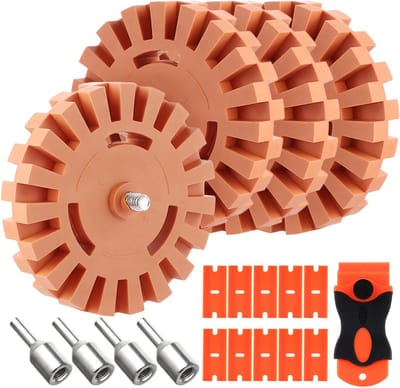 4-delige Foil Gum Set met Adapter, 100mm Gum Disc Rubber Dikte 20mm, Sticker Gum voor het Verwijderen van Naaistrepen en Vlekken