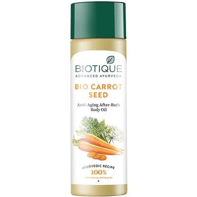 Biotique Huile Corporelle Anti-Âge aux Graines de Carotte 120ml | Peau Lisse et Radieuse | Prévient les Rides | Extraits Botaniques 100% Naturels beige