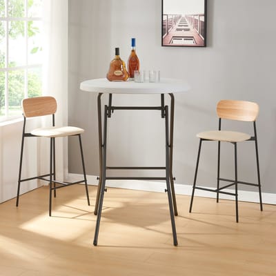 Klaptafel Ljusnarsberg tuintafel rond Ø80x110 cm wit [en.casa]