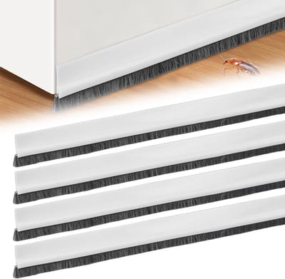 Verstelbare Zelfklevende Borstel Deurafdichting - Tochtstrip voor Isolatie, Wind- en Insectenwering (4x100cm, Wit)