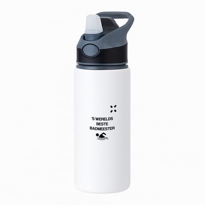 Hacebo® - Badmeester waterfles met rietje zwart - Badmeester - Badmeesters - s werelds beste badmeester - zwemmen - zwemdiploma - cadeau - kado - gift - geschenk - vaderdag - lifeguard - water fles - 650ML