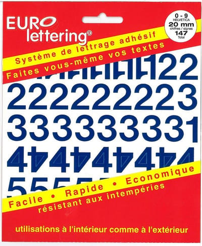 Pickup Helvetica blauw Eurolettering plakcijfersboekje - 20 mm cijfers