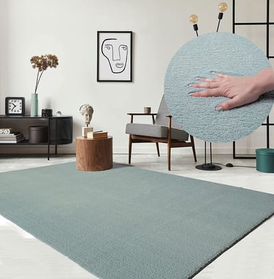 the carpet RELAX – Extra Zacht & Wasbaar Vloerkleed tot 30°C met Antislip Onderzijde – Fluweelachtige Structuur – Voor Slaapkamer of Woonkamer – Blauw, 240 x 340 cm