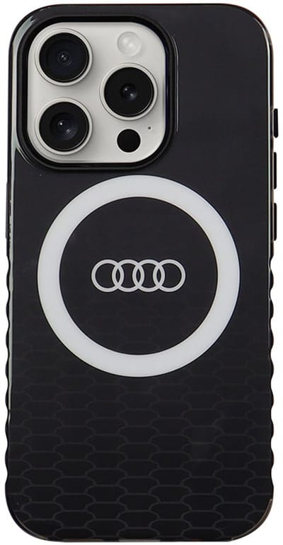 Audi Back Cover voor iPhone 15 Pro - MagSafe-compatibel - Stevige bescherming - Zwart