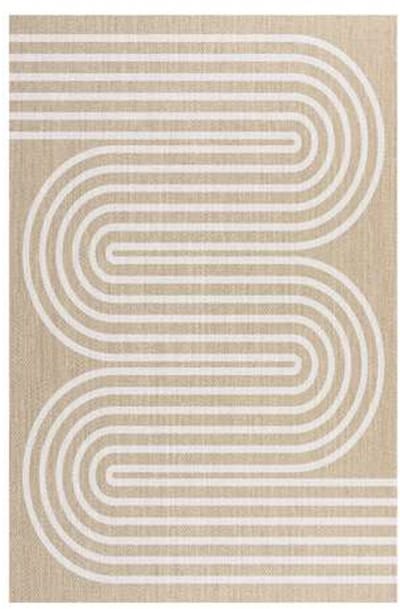 Storesdeco Premium vinyl vloerkleed, wasbaar, antislip en slijtvast – Witte golven 60x90 cm