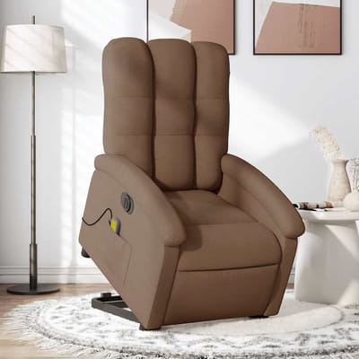 vidaXL - Sta-op-massagestoel - elektrisch - verstelbaar - stof - bruin
