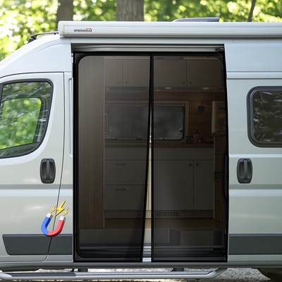 Vliegengaas voor bestelwagen, 150 x 110 cm, met magneten, insectenbescherming en privacy voor zij- en schuifdeuren, universeel toepasbaar
