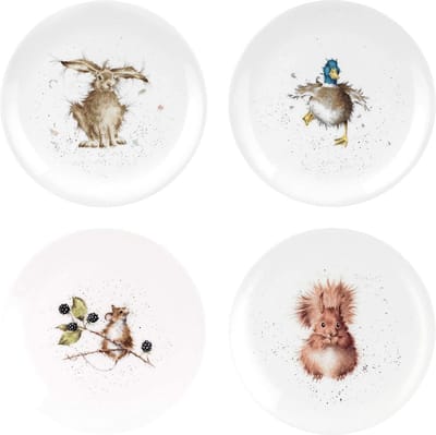 Wrendale - Set 4 Ontbijtborden - Woodland - 21cm
