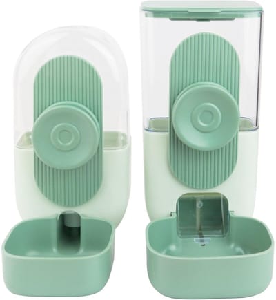 longziming -Automatische Voer- en Waterdispenser voor Kleine Huisdieren – 800 ml Water + 870 ml Voer – BPA-vrije Voerbak voor Konijnen, Cavia’s, Kittens en Kleine Dieren – Groen