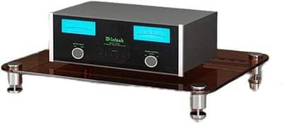 Stereo Rek - Media Standaard - Audio Opslag - Gehard Glazen Planken - 3 Lagen - Bruin
