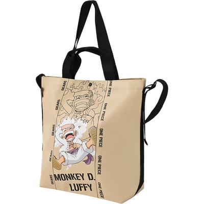 1 pièce Sac bandoulière fourre-tout officiel ONE PIECE GEAR5 Luffy – Organiseur grande capacité Parfait pour un cadeau durable ou un usage personnel beige