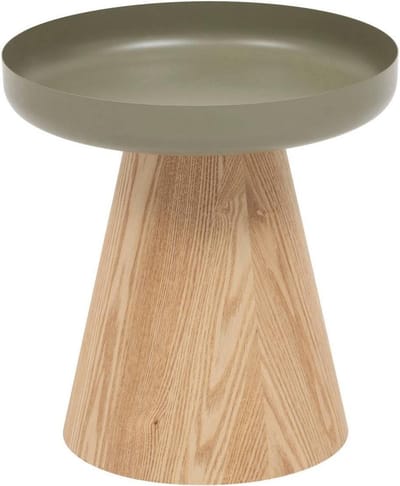 Bijzettafel - Kleine tafel - Woonkamer inrichten - Gietijzeren voetstuk - 40 cm - Grijsgroen