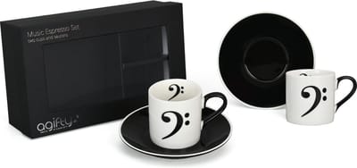 Music Gifts - Espresso kopjes, bassleutel (set van 2)