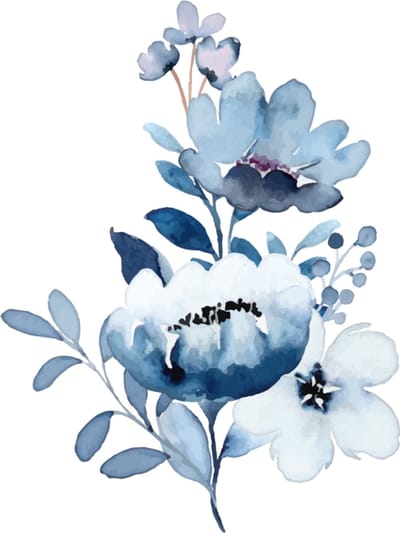 Blanco bloemenkaart – Enkele wenskaart met aquarel bloemen in blauwe tinten – Origineel ontwerp – Stevig 400 grams papier – Inclusief kraft envelop – Geschikt voor elke gelegenheid – FSC