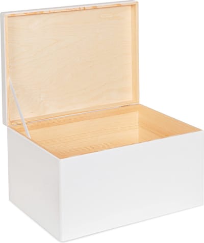 HAUDT® Houten cadeau kist EVA Maxi wit - 40 x 30 x 23 cm - opbergkist - kerstpakket kist