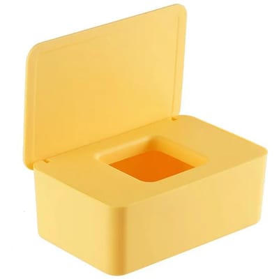 Natte Doekjes Doos Desktop Seal Baby Doekjes Papier Opbergdoos Dispenser Houder Huishoudelijk Plastic Stofdicht Met Deksel Tissue Box yellow
