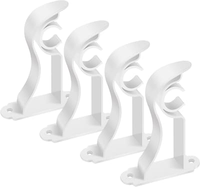 JGS Premium - Zware metalen gordijnrailbeugels, 4 stuks, wit - Voor 25 mm tot 30 mm palen.