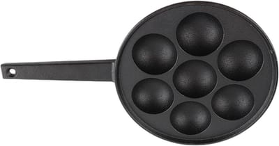 Takoyaki Pan - Gietijzeren Pan Snack Pan - Snacks Maken - Anti-aanbak Gietijzer - 7-gaats - Zwart