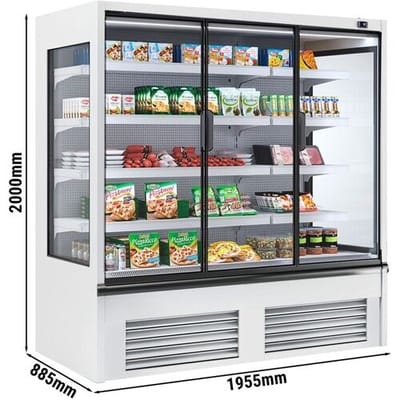 GGM Gastro Wandkühlregal - 1955mm - 827 Liter - mit 3 doppelt verglasten Flügeltüren & 4 Ablagen Wit