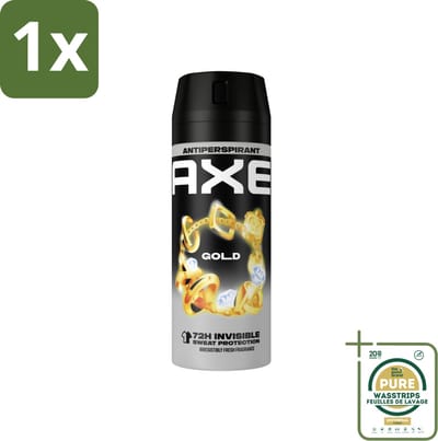 1 x Axe - Deodorant Spray - 72hrs Anti Sweat - Anti White Marks - Gold - 150 ml- Anti Transpirant Spray - 72 Uur Bescherming - Zweetvoorkomend - Witte Strepen Voorkomen - Oud Wood Geur