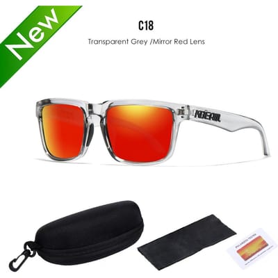 2025 Kdeam Gepolariseerde Zonnebril voor Heren Dames Mode Unisex Merk Trendy Buitenbril Voor Stel Spiegel rode lens With Black Zipperbox red
