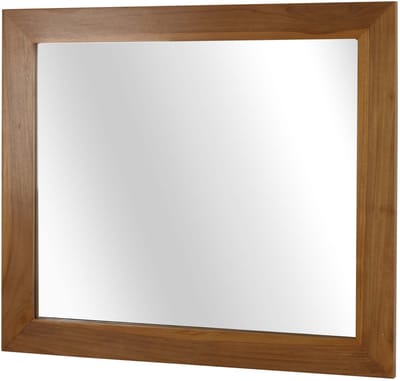 Teakhouten wandspiegel MCW-M75, badkamerspiegel, houten lijst, hoogwaardig B-grade teakhout (kernhout, 20-30 jaar), 71x80 cm
