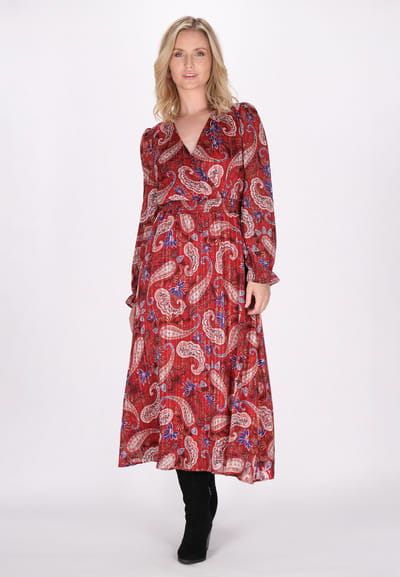 usha Jurk Dames Rood Veelkleurig