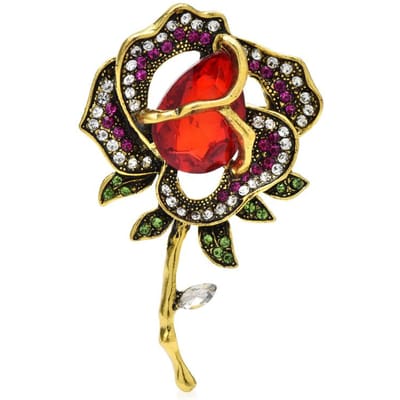 Mooie bloemenbroches voor vrouwen Unisex Strass Klassieke bloemenfeest Kantoor broche Pin Geschenken black